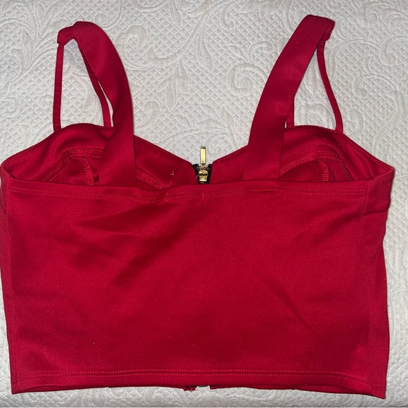 Sexy red cropped top with zipper - Picture 3 of 3